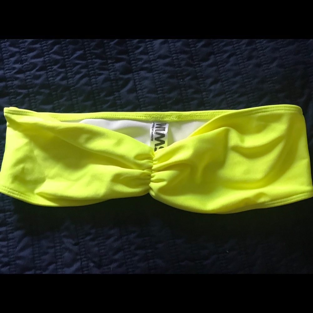 Neon yellow bandeau bikini top